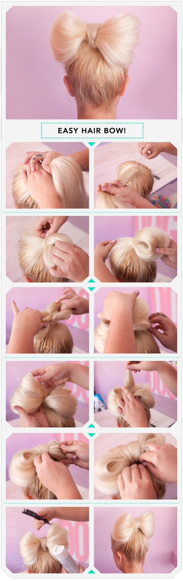 Step by step hair bow creating process
