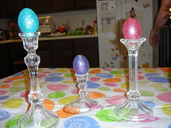 Elegant easter candlestick eggs
