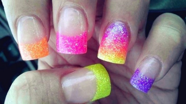 Neon gel nail design