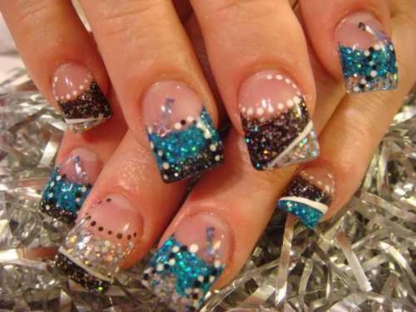 Shiny colors gel nail design