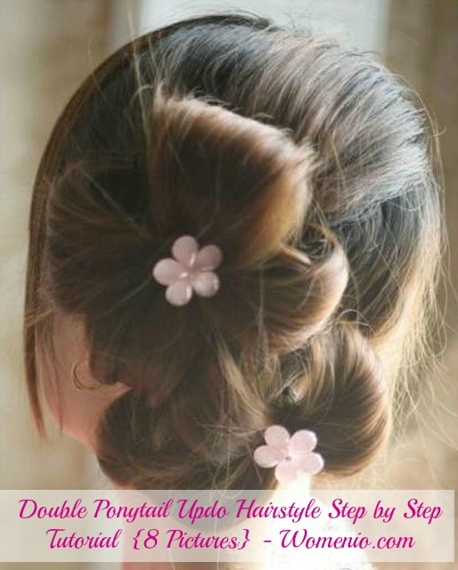 Finished double ponytail updo hairstyle