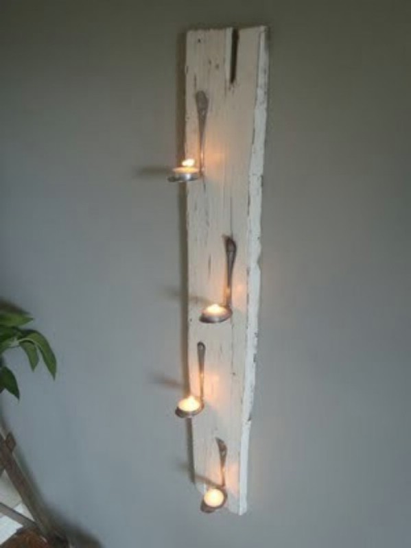 Diy spoon candle holders