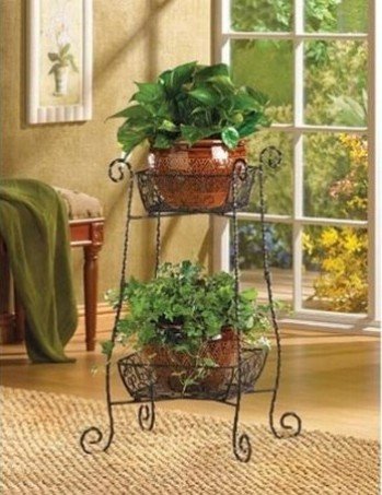 Wire basket flower stand