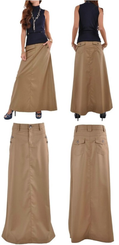 Style j just chic khaki long skirt