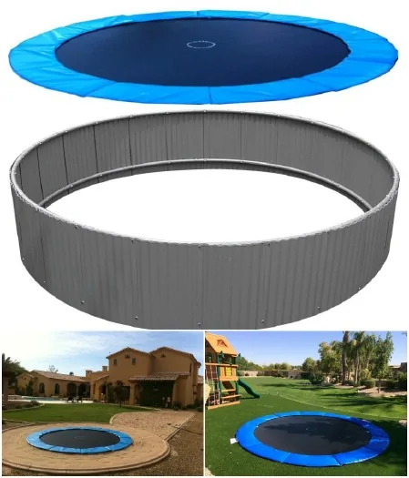 Gen iii 15' in-ground trampoline max airflow system with blue pad