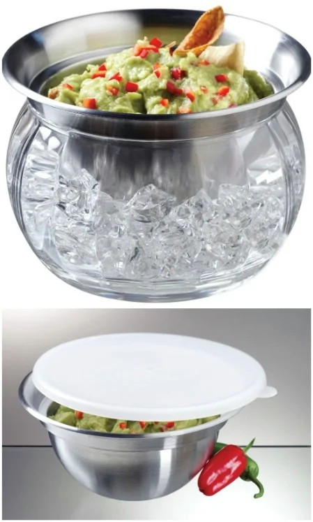 Dip-on-ice cooler serving bowl