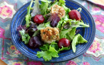 Fried goat cheese and roasted beet salad