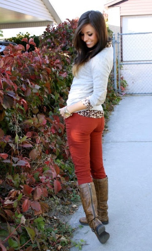 Leopard pattern boots outfit example