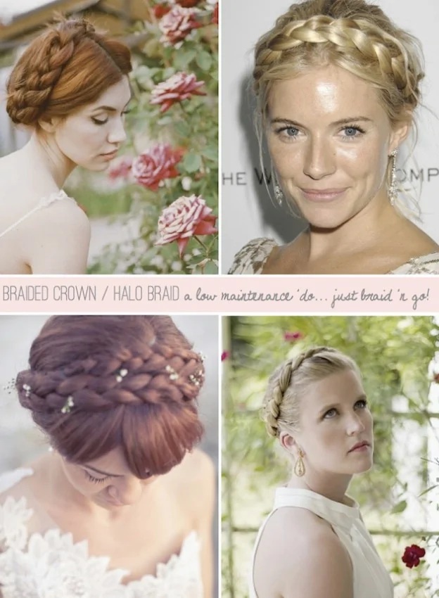 Example crown and halo braids for the tutorial