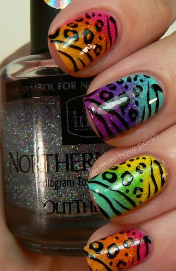 Funny leopard print nail art example and tutorial