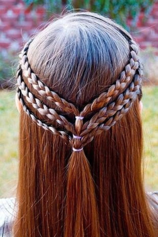 Triple braided half up hairstyle