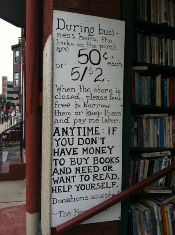 Bookshop owner giving away books for free