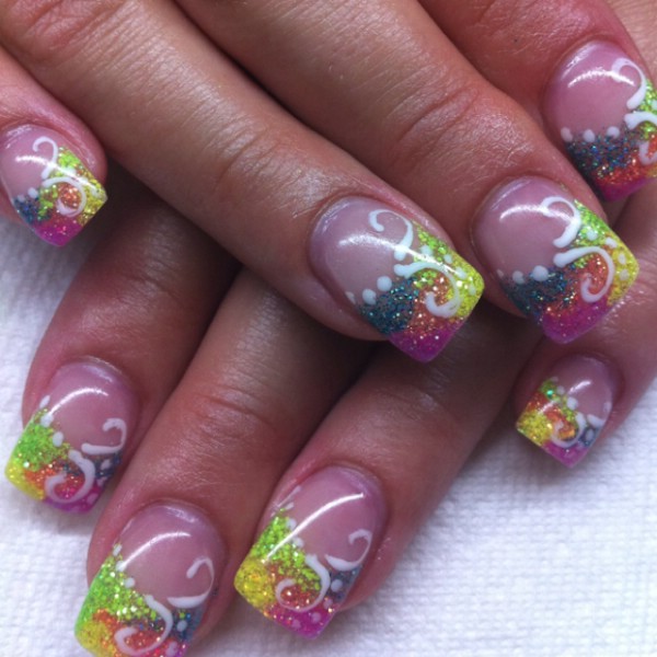 Colorful gel nail design art