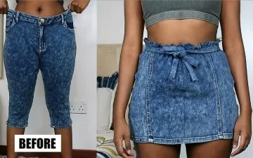 jeans into mini skirt DIY