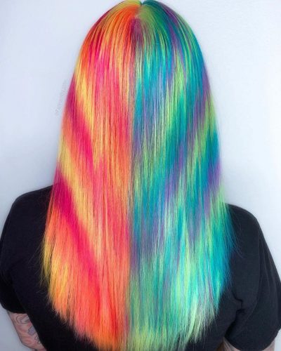 Tie dye inspired holographic hair