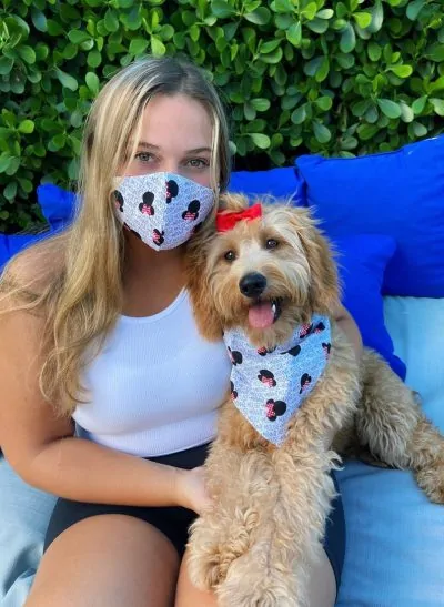 Dog bandana and matching owner face mask