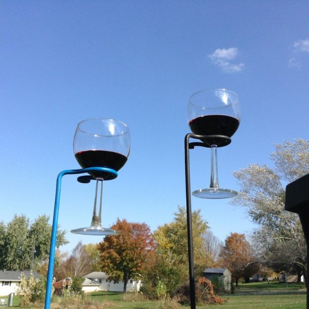 Outdoor wine glass holder
