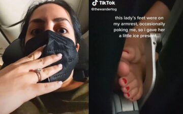 Woman Put Her Bare Feet on Passengers Armrests During Flight