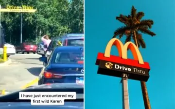 A Woman Stands In McDonald's Drive-Thru To Save Space For Husband's Pickup Truck