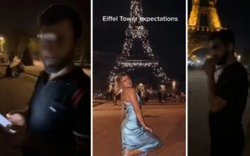 Woman films multiple guys harassing her under the eiffel tower