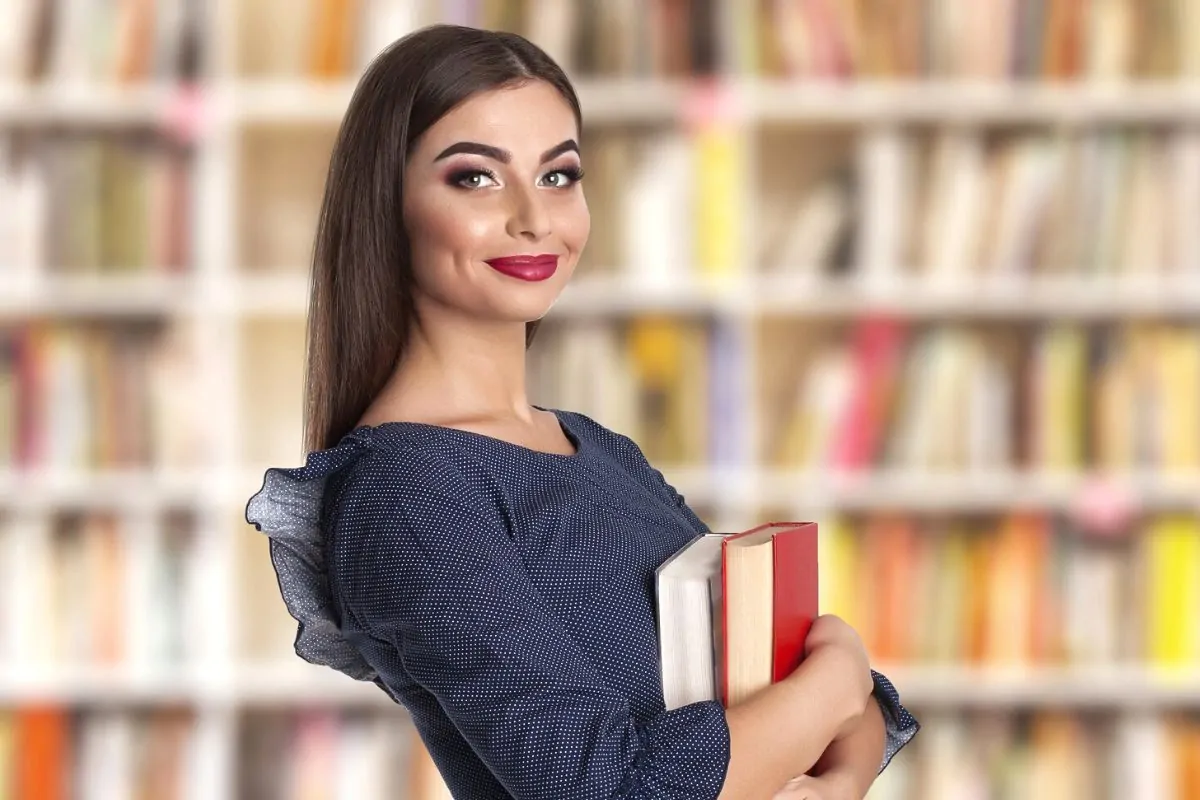 Smart woman with books