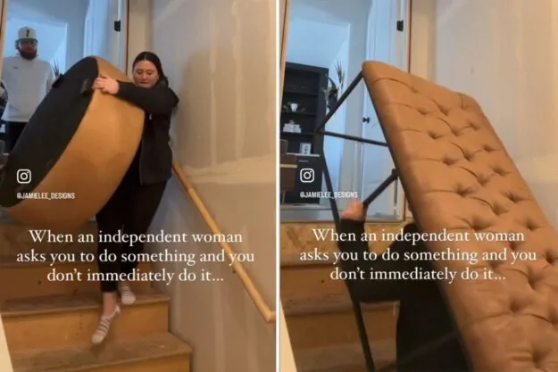 "When an independent woman asks you to do something and you don't immediately do it…": Woman Carries Heavy Furniture as Her Partner Stands By and Watches 1 jamielee designs