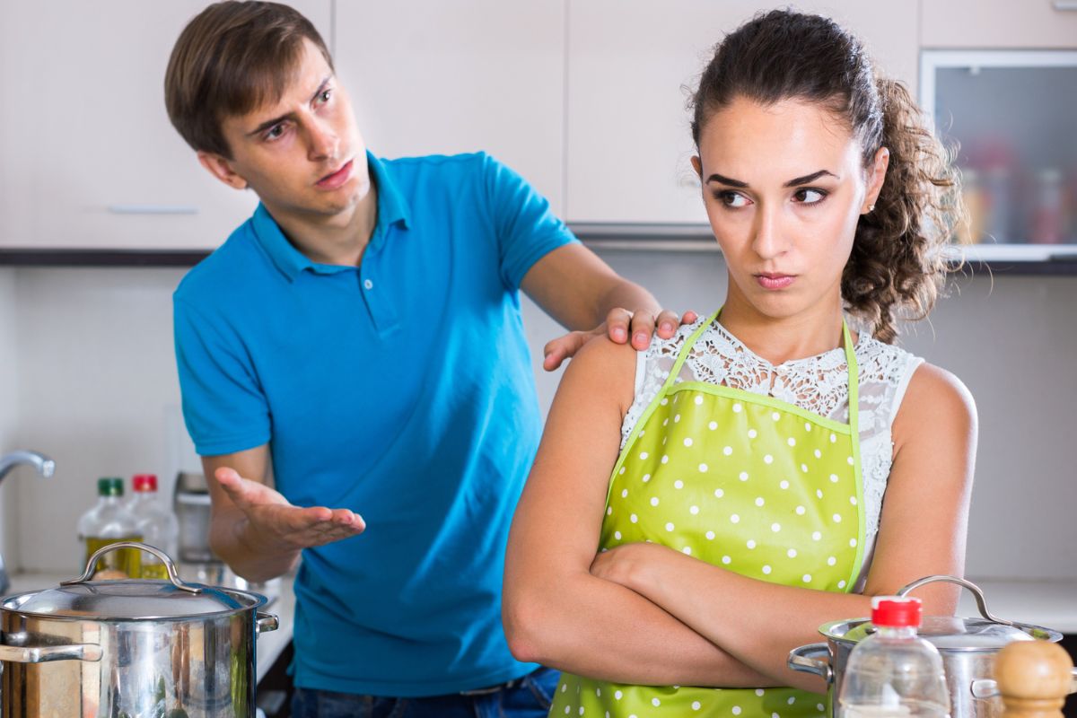 couple quarrel in the kitchen