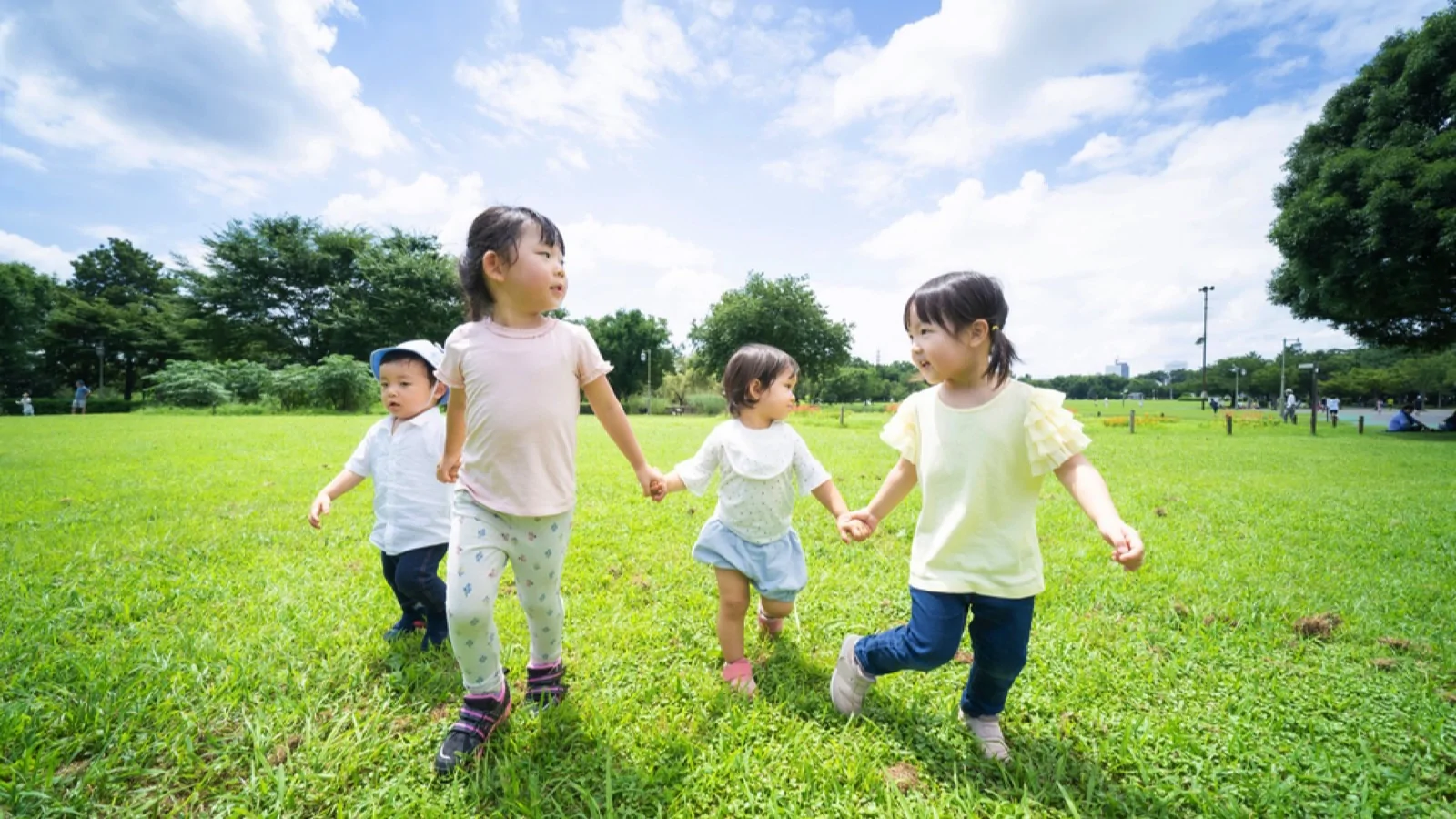 Children running in Japan park